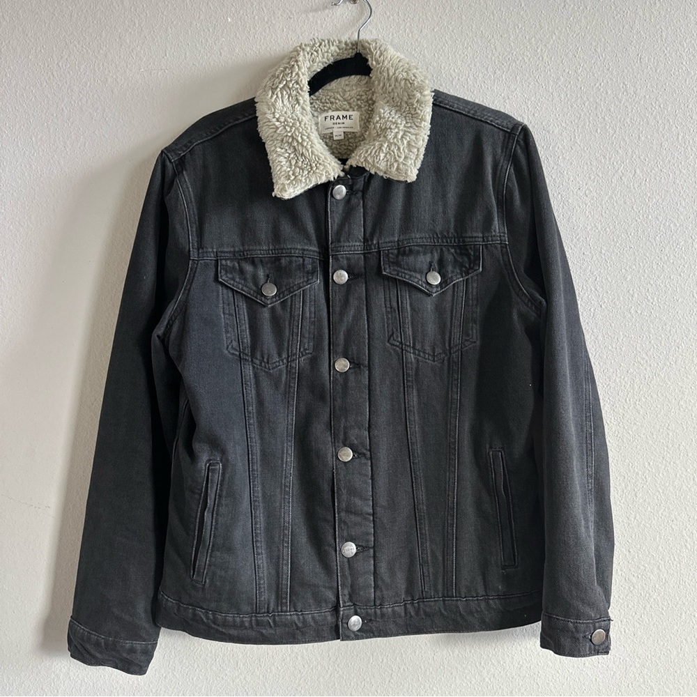 FRAME Denim Trucker Jacket with Shearling Lining